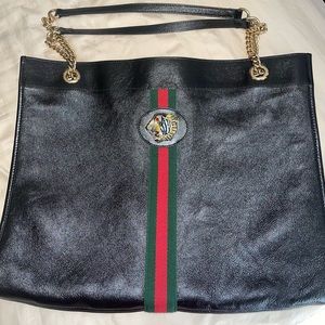 Large Gucci Rajah Black Leather tote